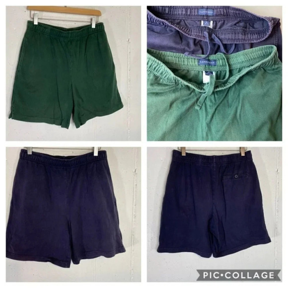 Lands End M green/blue heavy weight pull on short - Picture 1 of 9